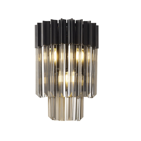 Kentisbeare Wall Light in Matt Black & Smoked Glass