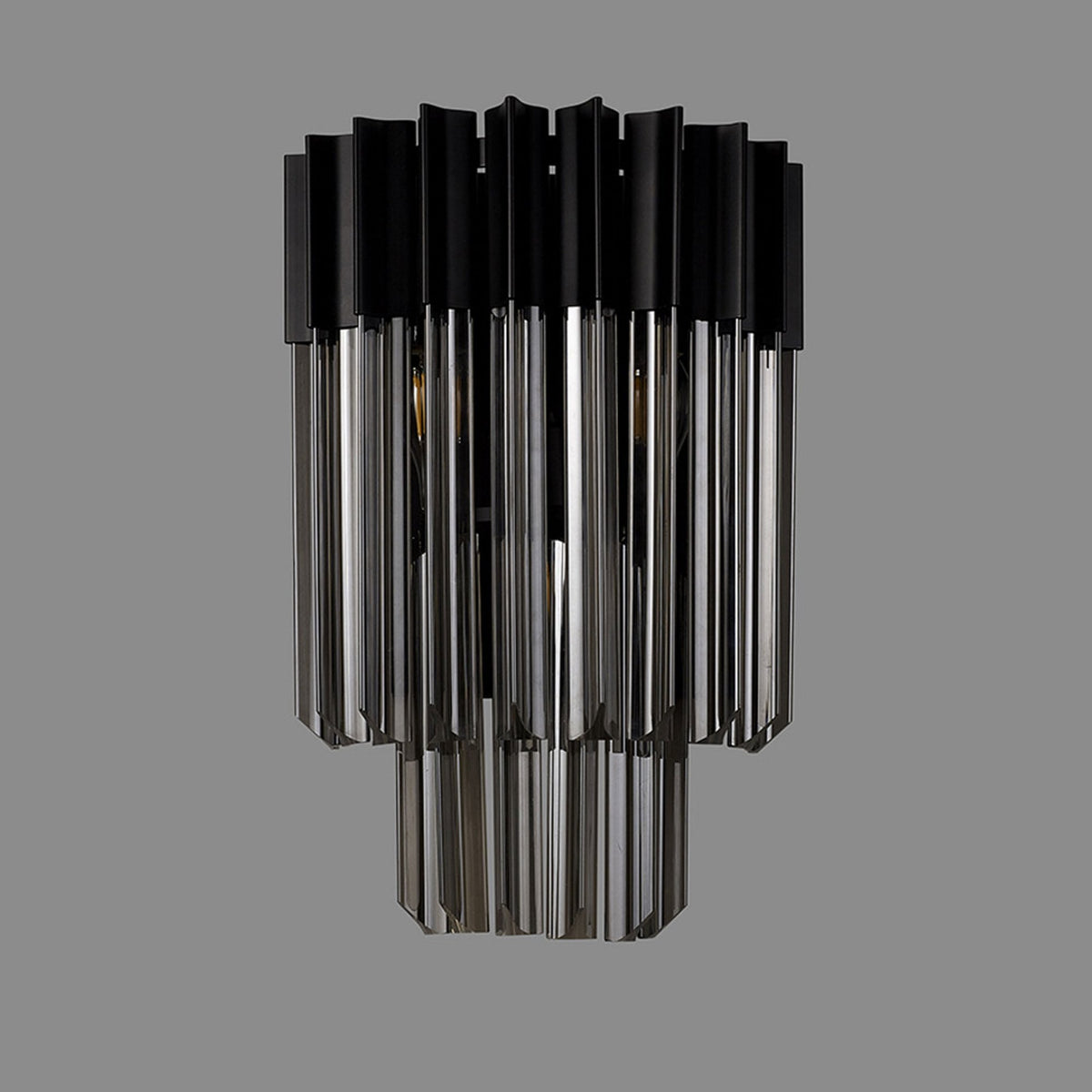 Kentisbeare Wall Light in Matt Black & Smoked Glass