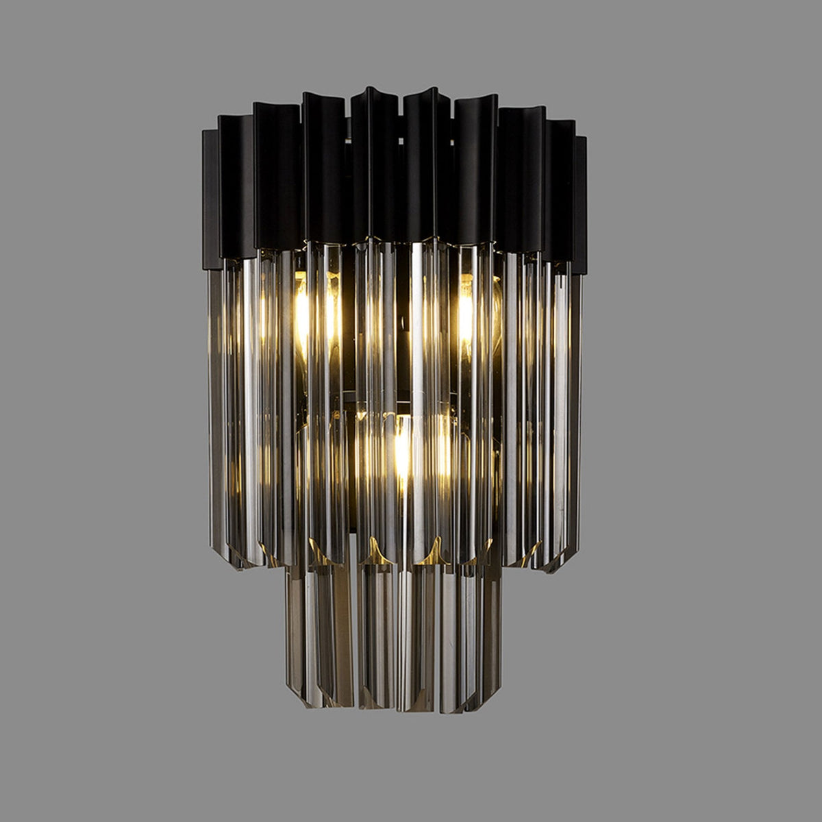 Kentisbeare Wall Light in Matt Black & Smoked Glass