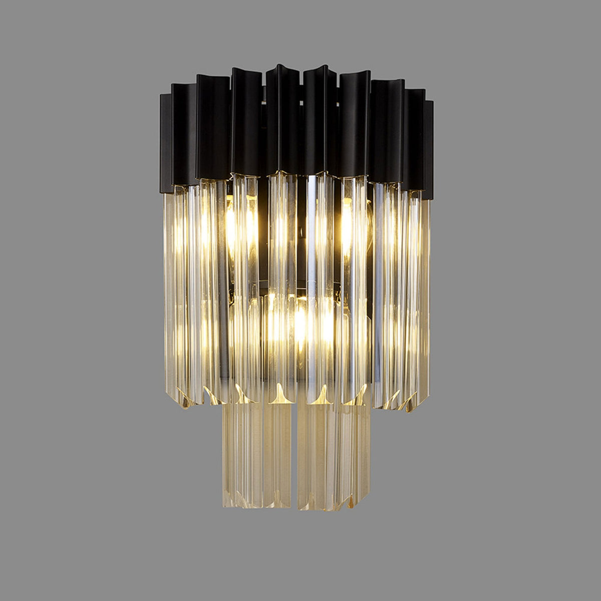 Kentisbeare Wall Light in Matt Black & Cognac Glass