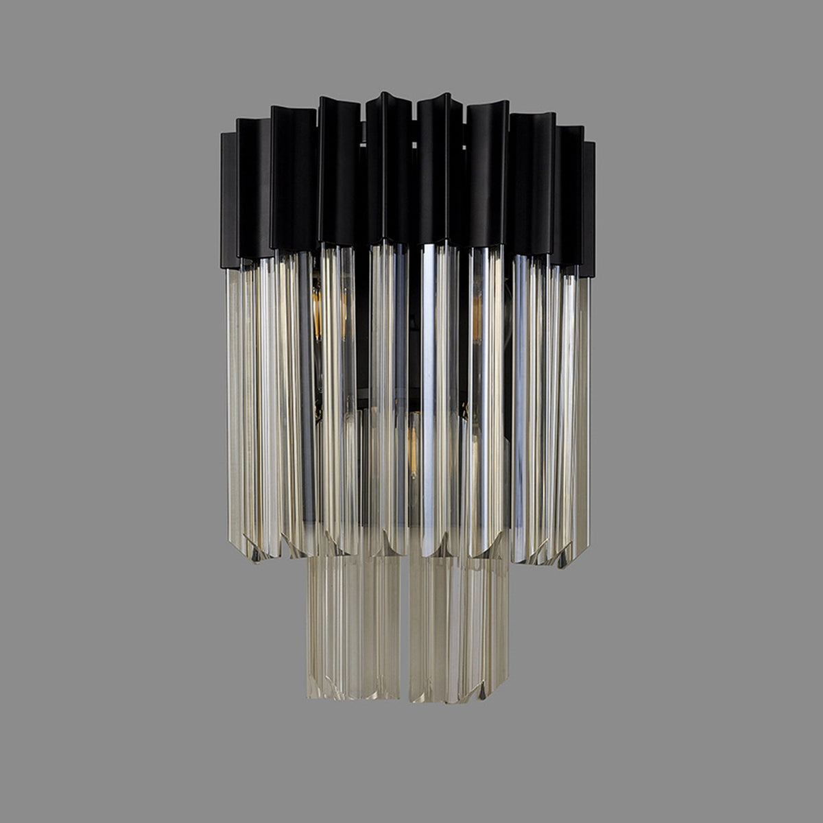 Kentisbeare Wall Light in Matt Black & Cognac Glass