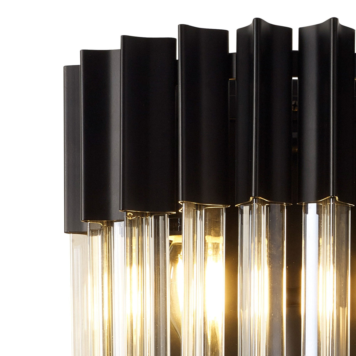 Kentisbeare Wall Light in Matt Black & Cognac Glass