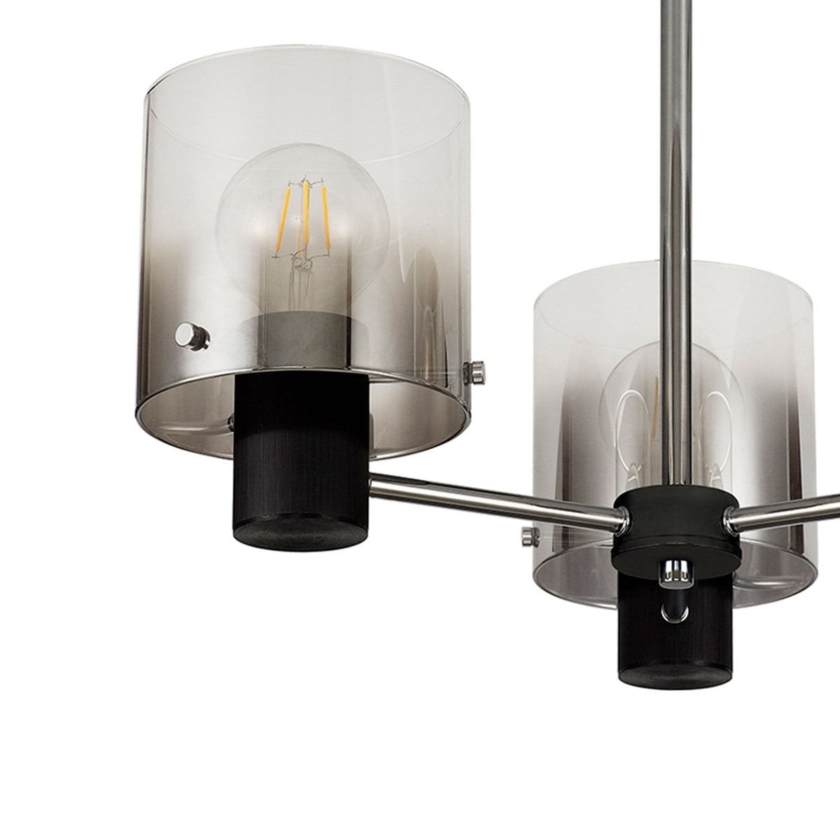 Belstone 3 Light Semi Flush Ceiling Light in Black & Chrome with Smoke Fade Glass