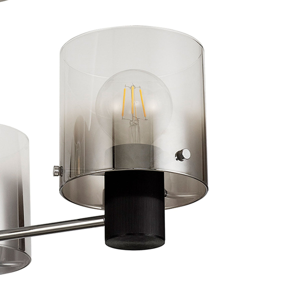 Belstone 3 Light Semi Flush Ceiling Light in Black & Chrome with Smoke Fade Glass
