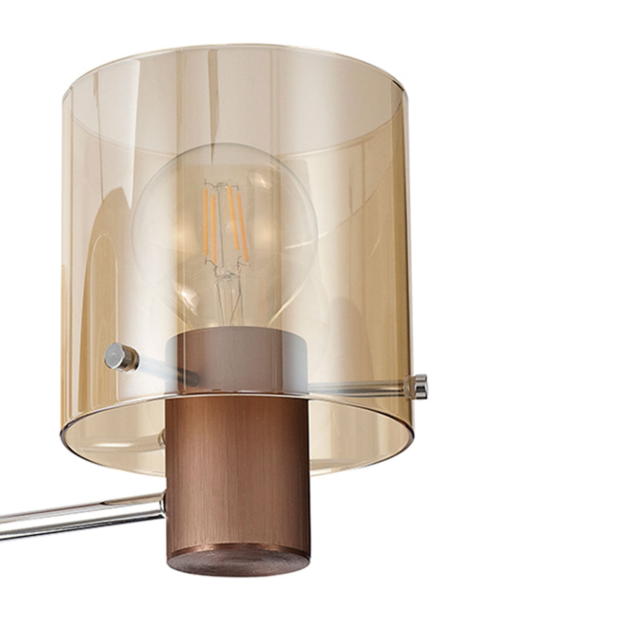 Belstone 3 Light Semi Flush Ceiling Light In Mocha with Amber Glass