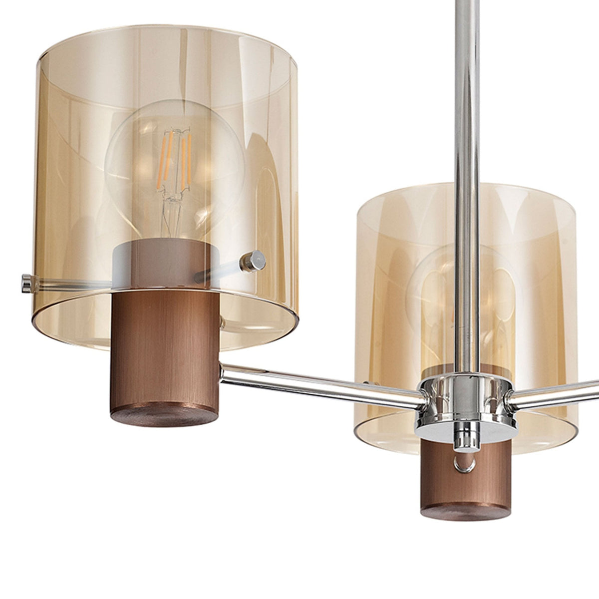 Belstone 3 Light Semi Flush Ceiling Light In Mocha with Amber Glass
