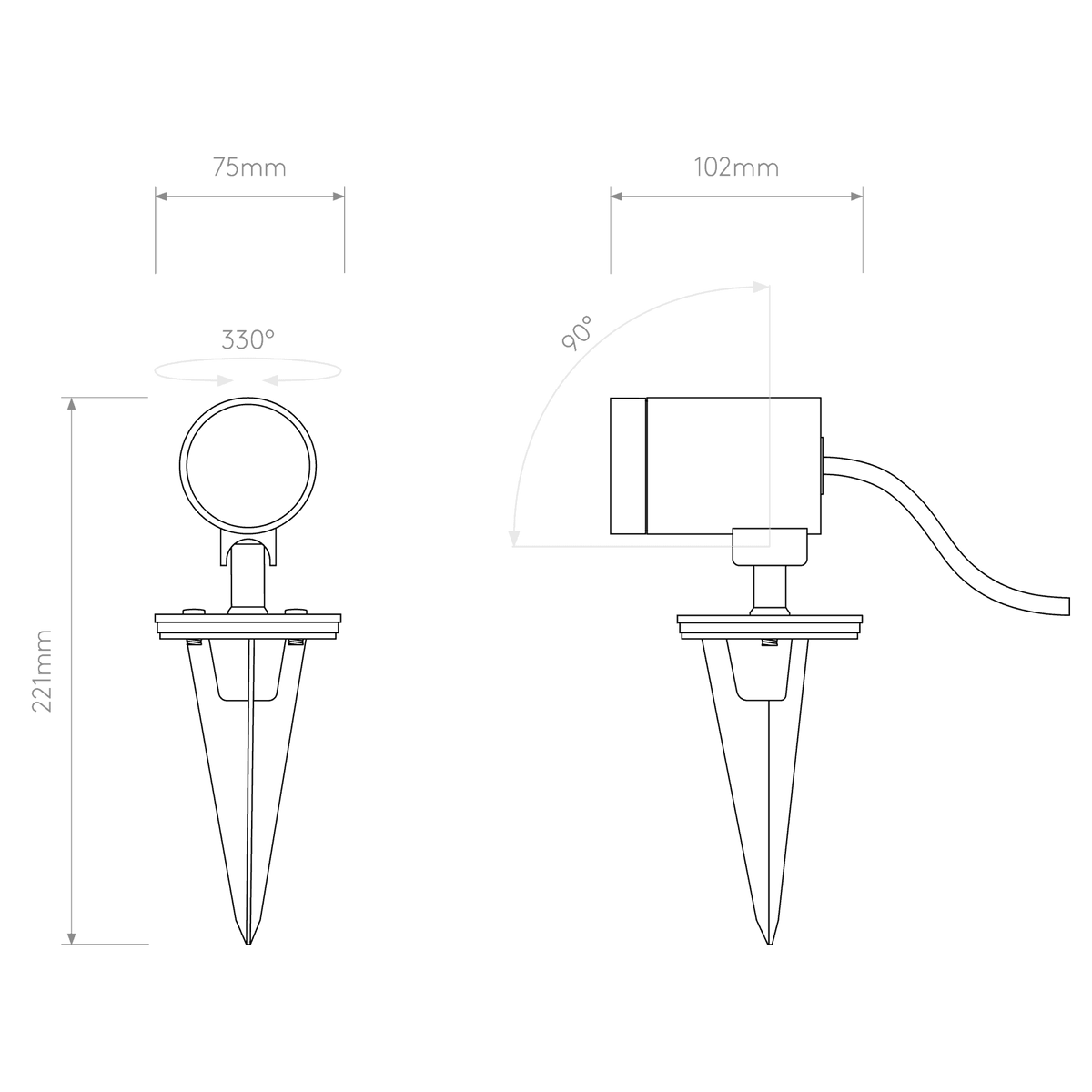 Bayville IP65 Textured Black Adjustable 8.2w LED Spike Spotlight