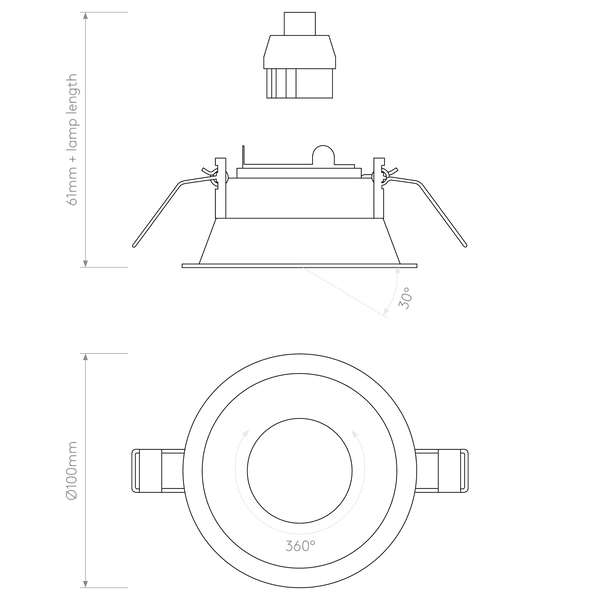 Minima Slimline Round Adjustable Fire-Rated Downlight in Matt Black
