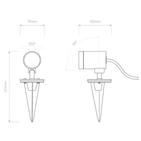 Bayville IP65 Textured Black Adjustable 4.4w LED 12v Spike Spotlight