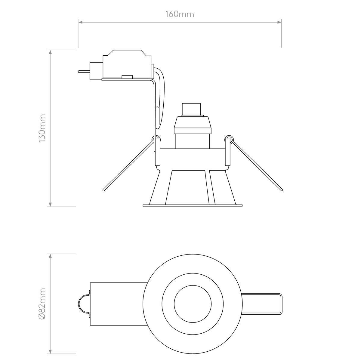 Minima 230v Round Fixed Recessed Downlight in Matt Black