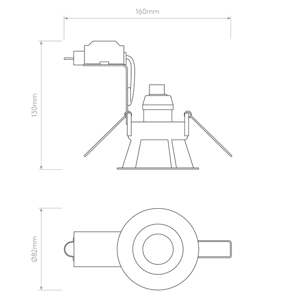 Minima 230v Round Fixed Recessed Downlight in Matt Black