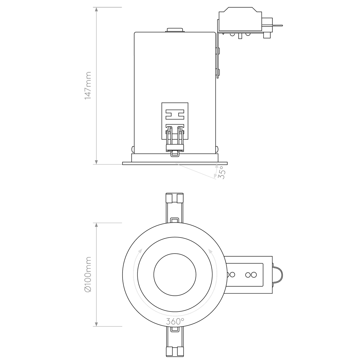 Taro GU10 Round White Adjustable Fire Rated Recessed Downlight