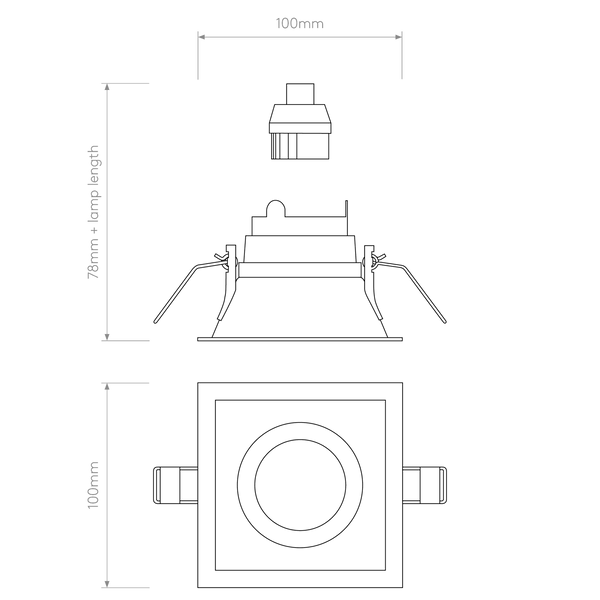 Minima Slimline Square Fixed Fire-Rated IP65 Downlight in Matt Black