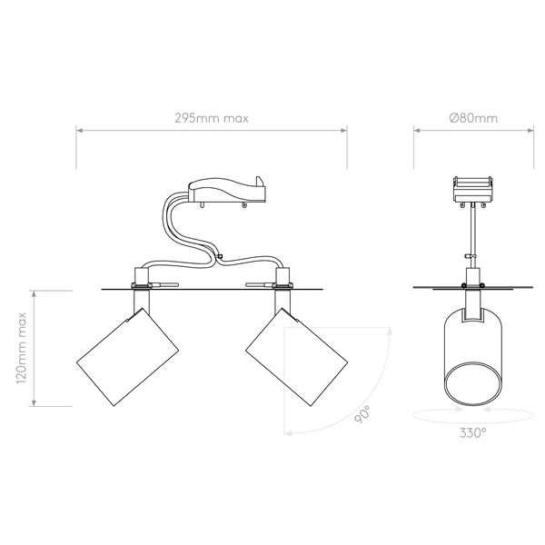 Ascoli Twin Recessed GU10 Spotlight in Matt Black