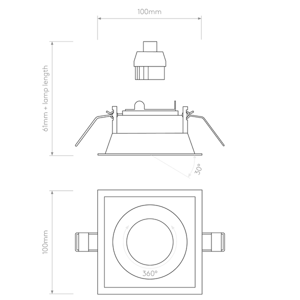 Minima Slimline Square Adjustable Fire-Rated Downlight in Matt Black