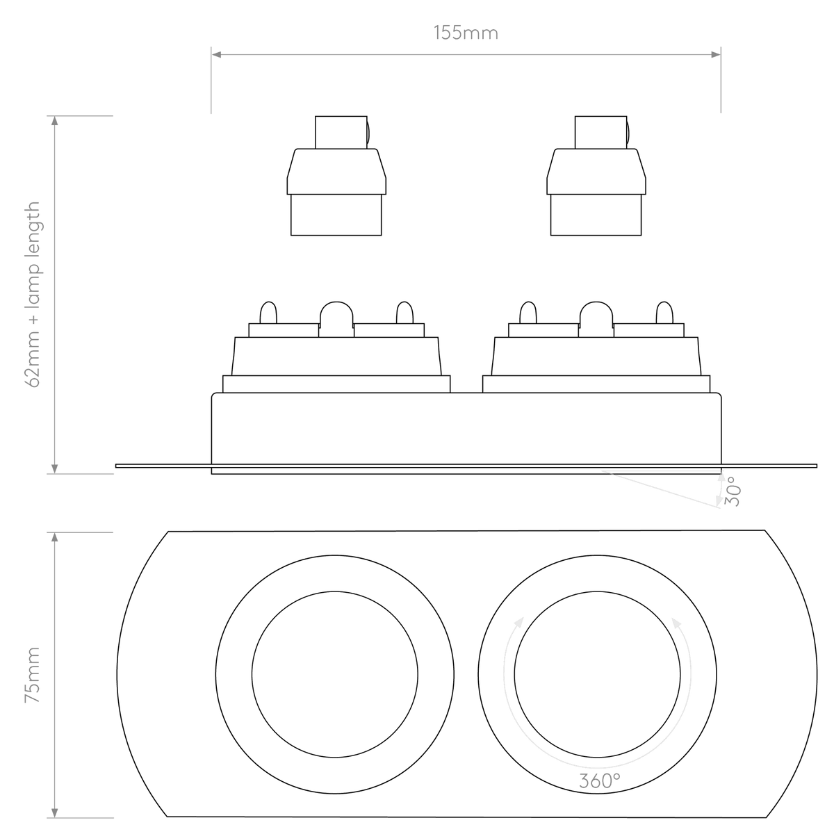 Trimless Round Twin Adjustable Downlight in Matt White