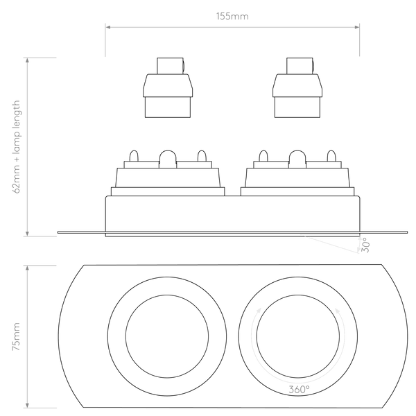 Trimless Round Twin Adjustable Downlight in Matt White