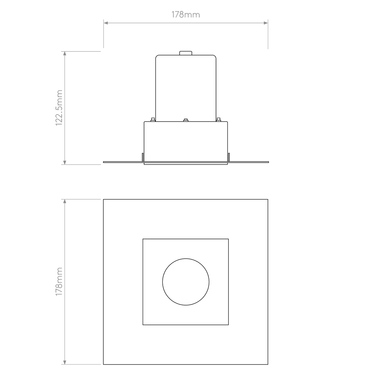 Trimless 230v IP65 Fixed Square Fire Rated Downlight