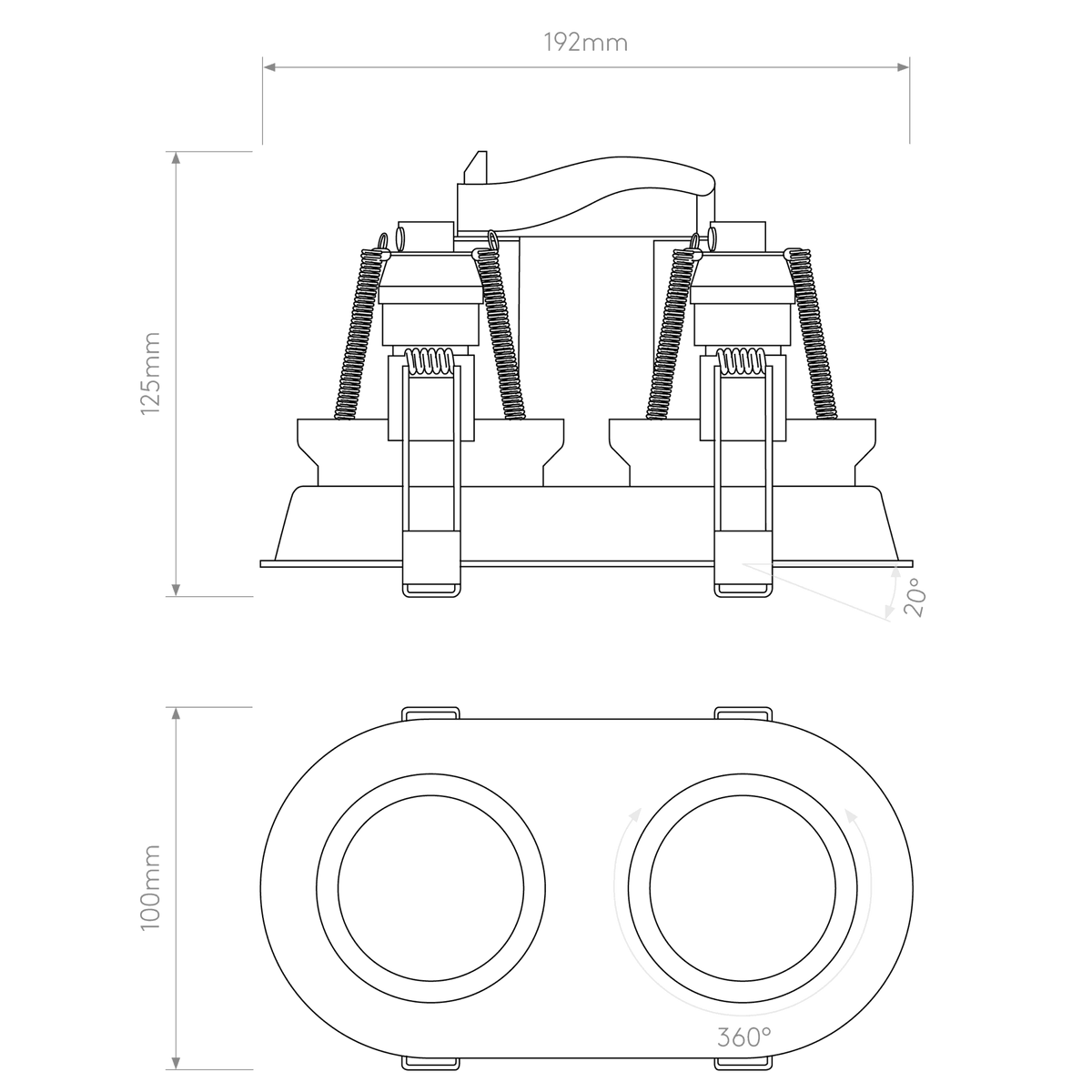 Minima Twin Adjustable Recessed Downlight in Black