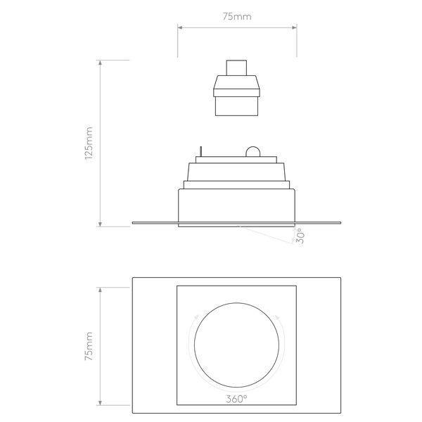 Trimless Square Adjustable Downlight in Matt White