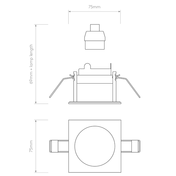 Pinhole Slimline Square Fixed Fire-Rated IP65 Downlight in Matt White