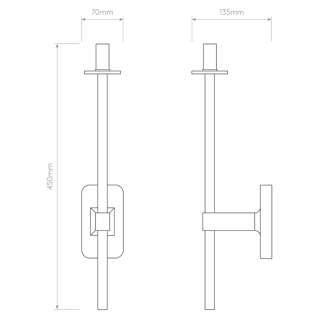 Tacoma IP44 Single Grande Wall Light in Matt Black