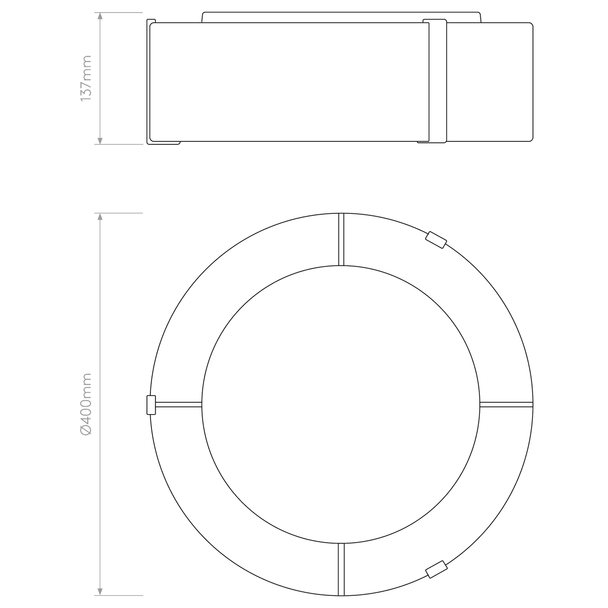 Salina 400 Ceiling Light in White Fabric with Metal Bronze Detail