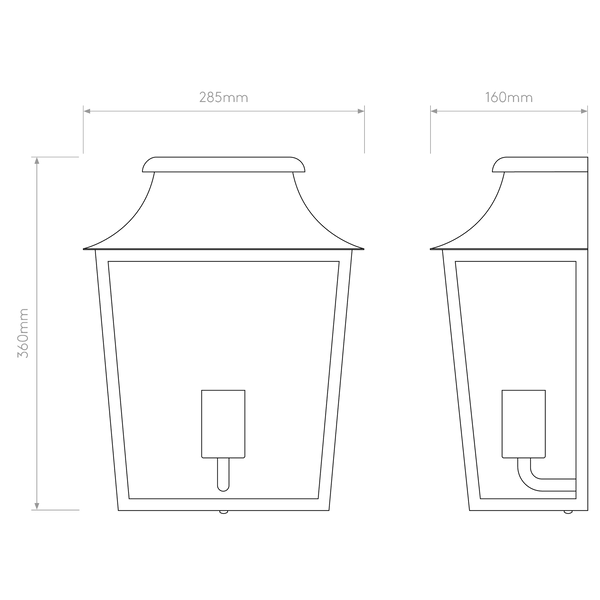 Richmond 285 Exterior IP44 Wall Light in Black