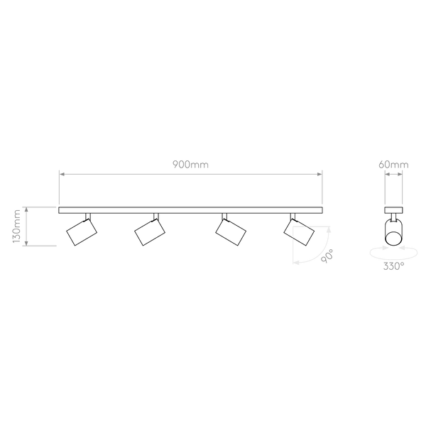 Ascoli Four Light Bar Spotlight in Matt Nickel