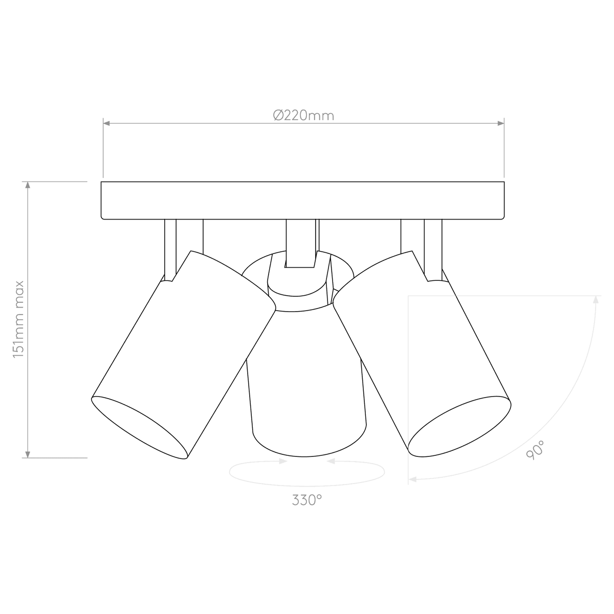 Aqua Triple Round GU10 IP44 Adjustable Bathroom Spotlight in White
