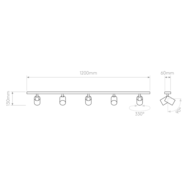 Ascoli Five Light Bar Spotlight in White