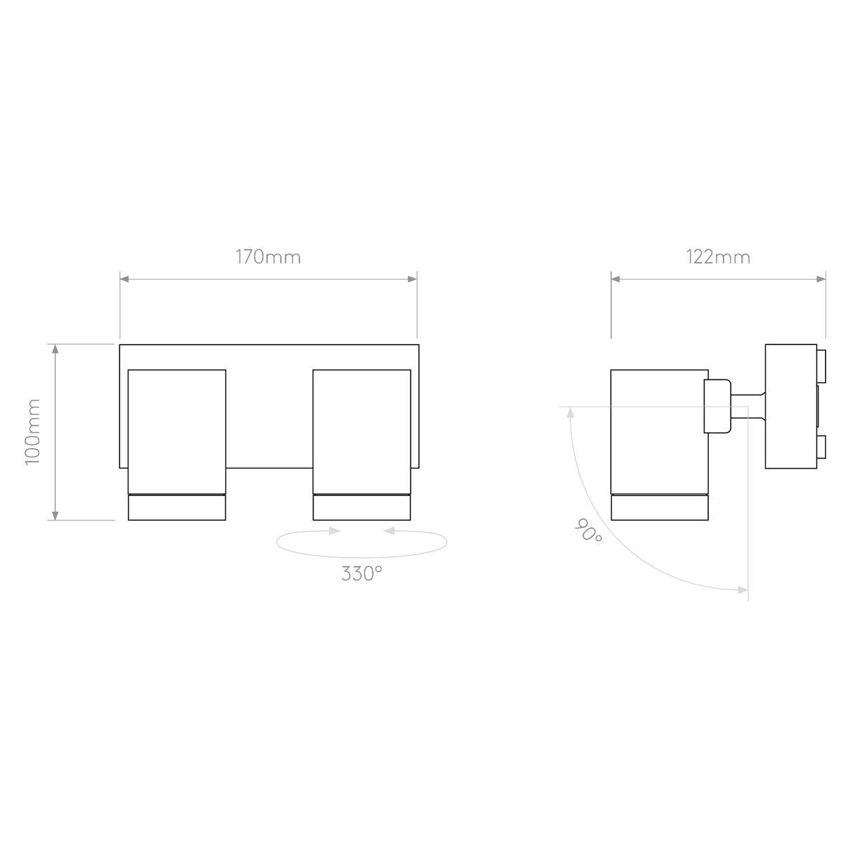 Bayville Twin IP65 Textured Black Adjustable Double 16.4w LED Spotlight