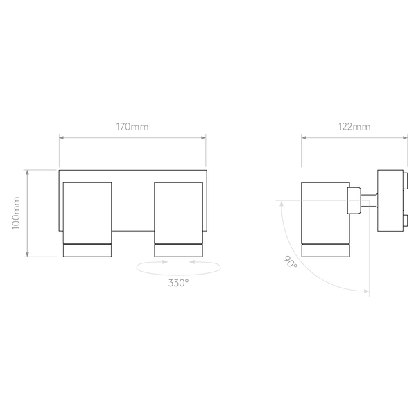Bayville Twin IP65 Textured Black Adjustable Double 16.4w LED Spotlight