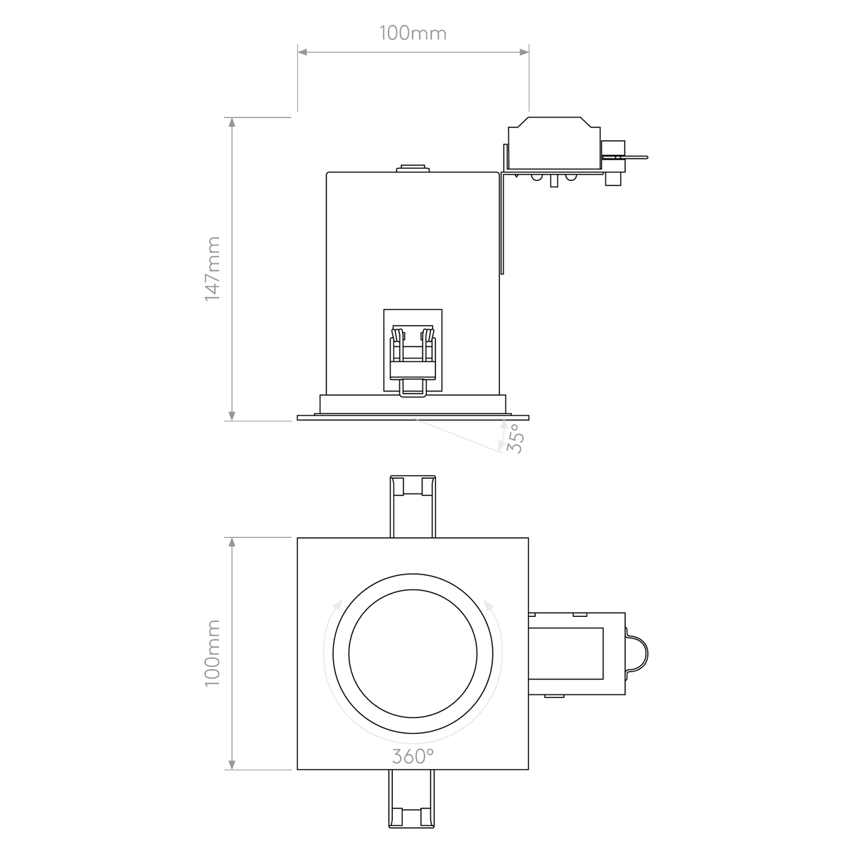 Taro GU10 Square White Adjustable Fire Rated Downlight