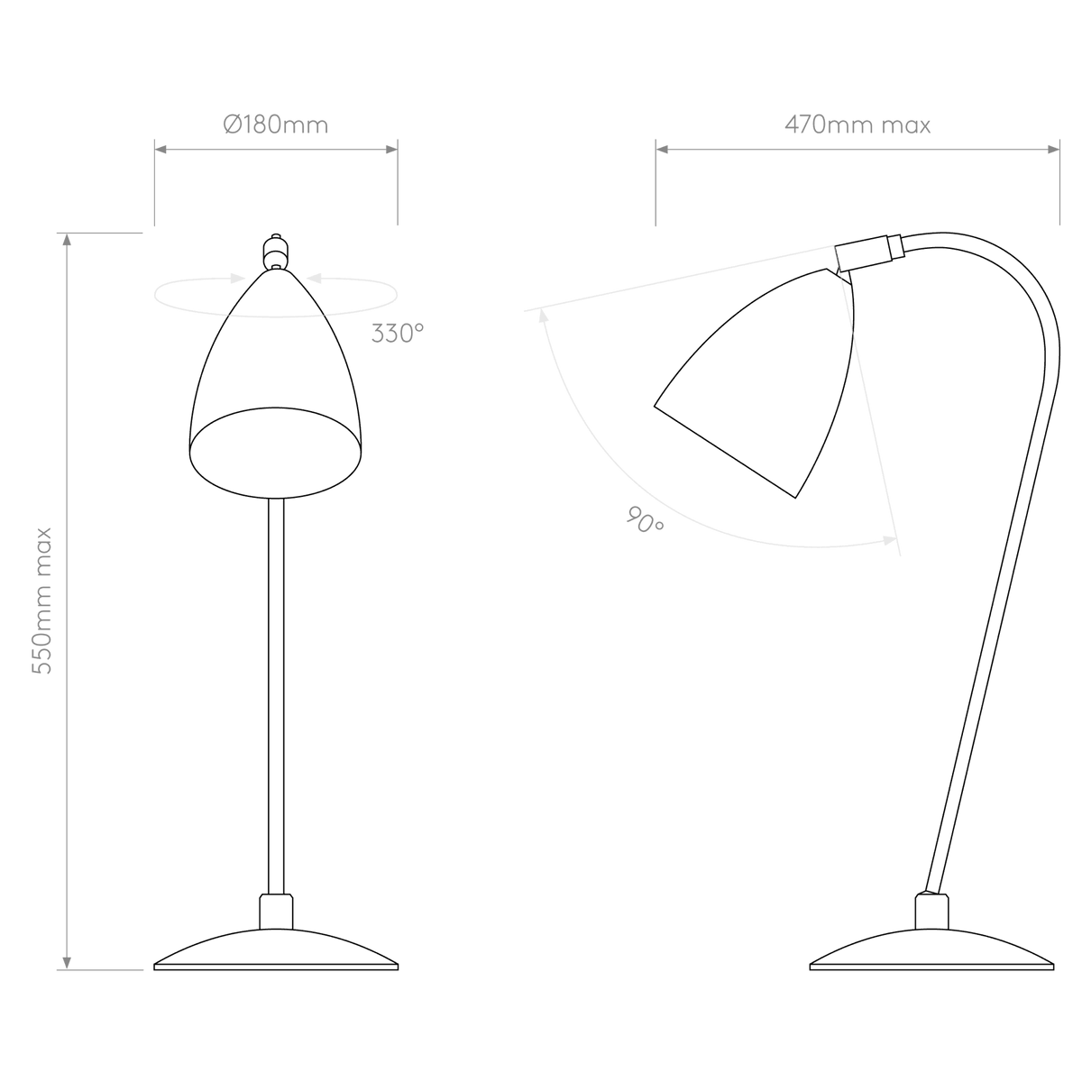 Joel Adjustable Switched Table Light in Black