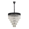 Kentisbeare 800mm 5 Tier 19 Lamp Chandelier in Matt Black & Clear Glass