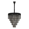 Kentisbeare 800mm 5 Tier 19 Lamp Chandelier in Matt Black & Smoked Glass