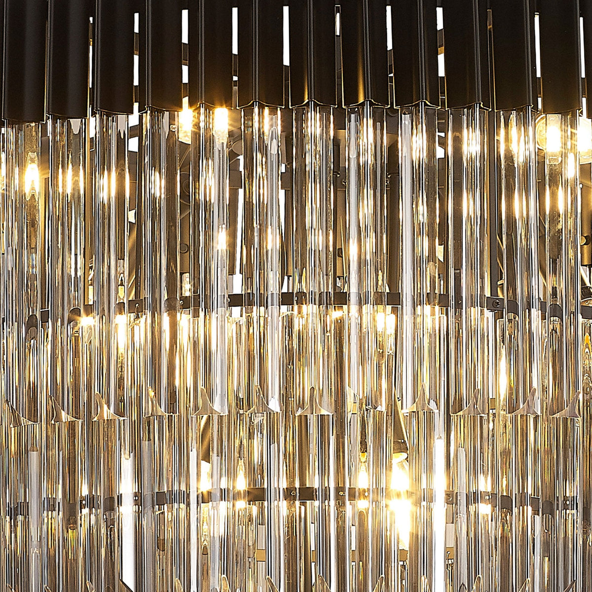 Kentisbeare 800mm 5 Tier 19 Lamp Chandelier in Matt Black & Smoked Glass