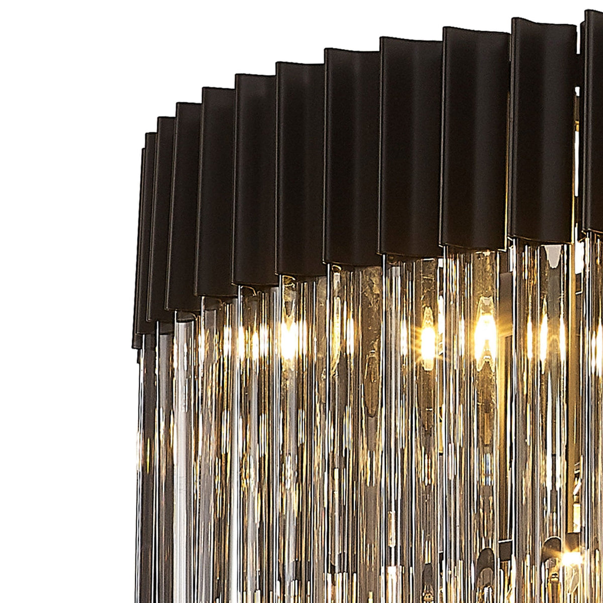 Kentisbeare 800mm 5 Tier 19 Lamp Chandelier in Matt Black & Smoked Glass