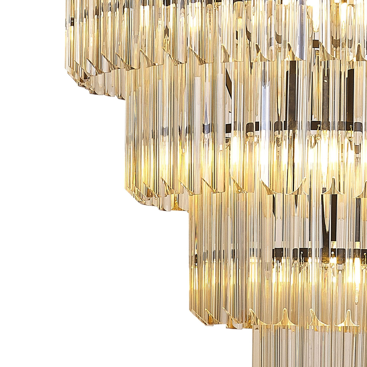 Kentisbeare 800mm 5 Tier 19 Lamp Chandelier in Matt Black & Cognac Glass