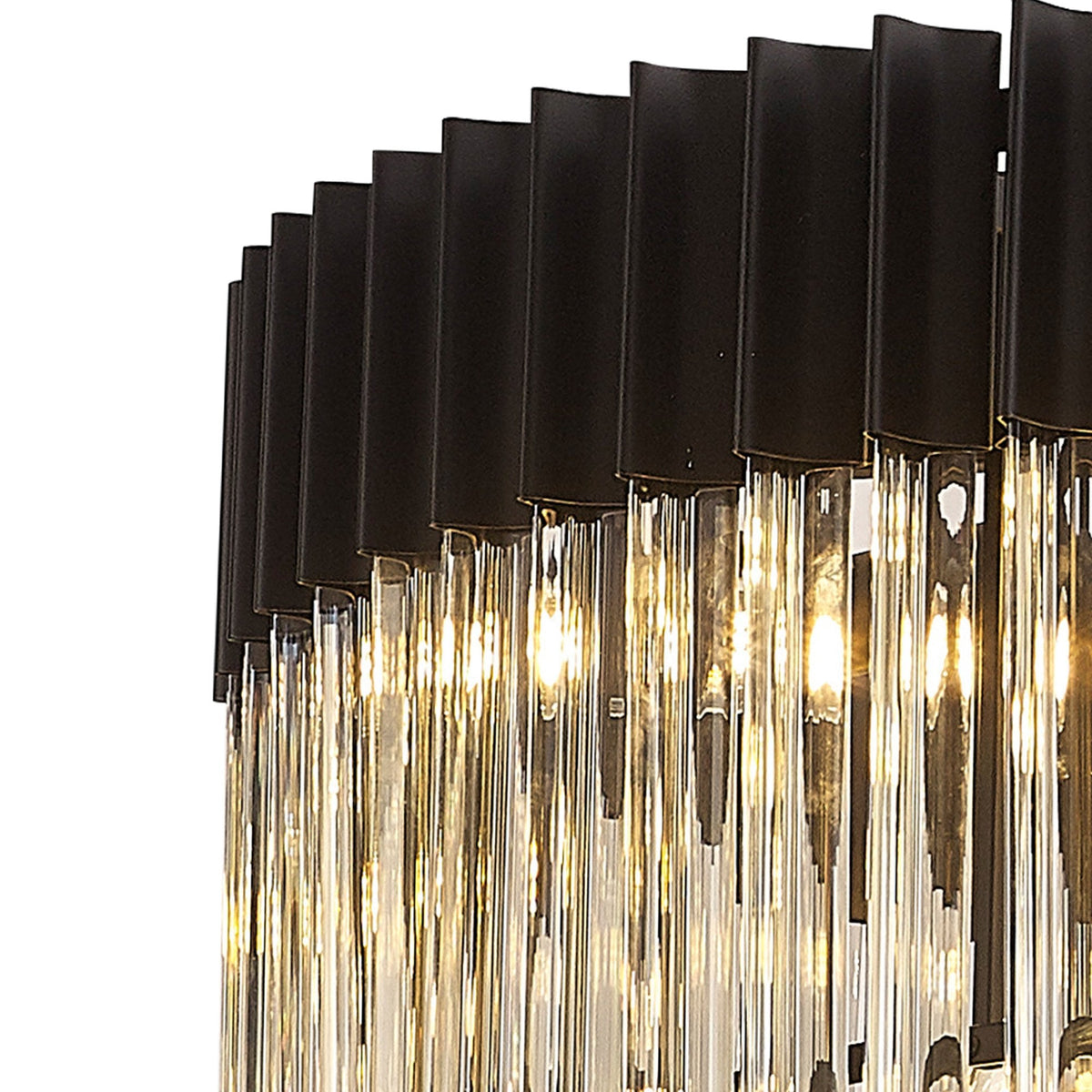 Kentisbeare 800mm 5 Tier 19 Lamp Chandelier in Matt Black & Cognac Glass