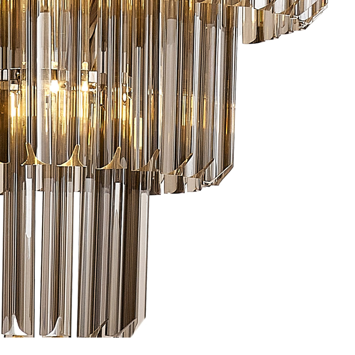 Kentisbeare 800mm 5 Tier 19 Lamp Chandelier in Polished Nickel & Smoked Glass
