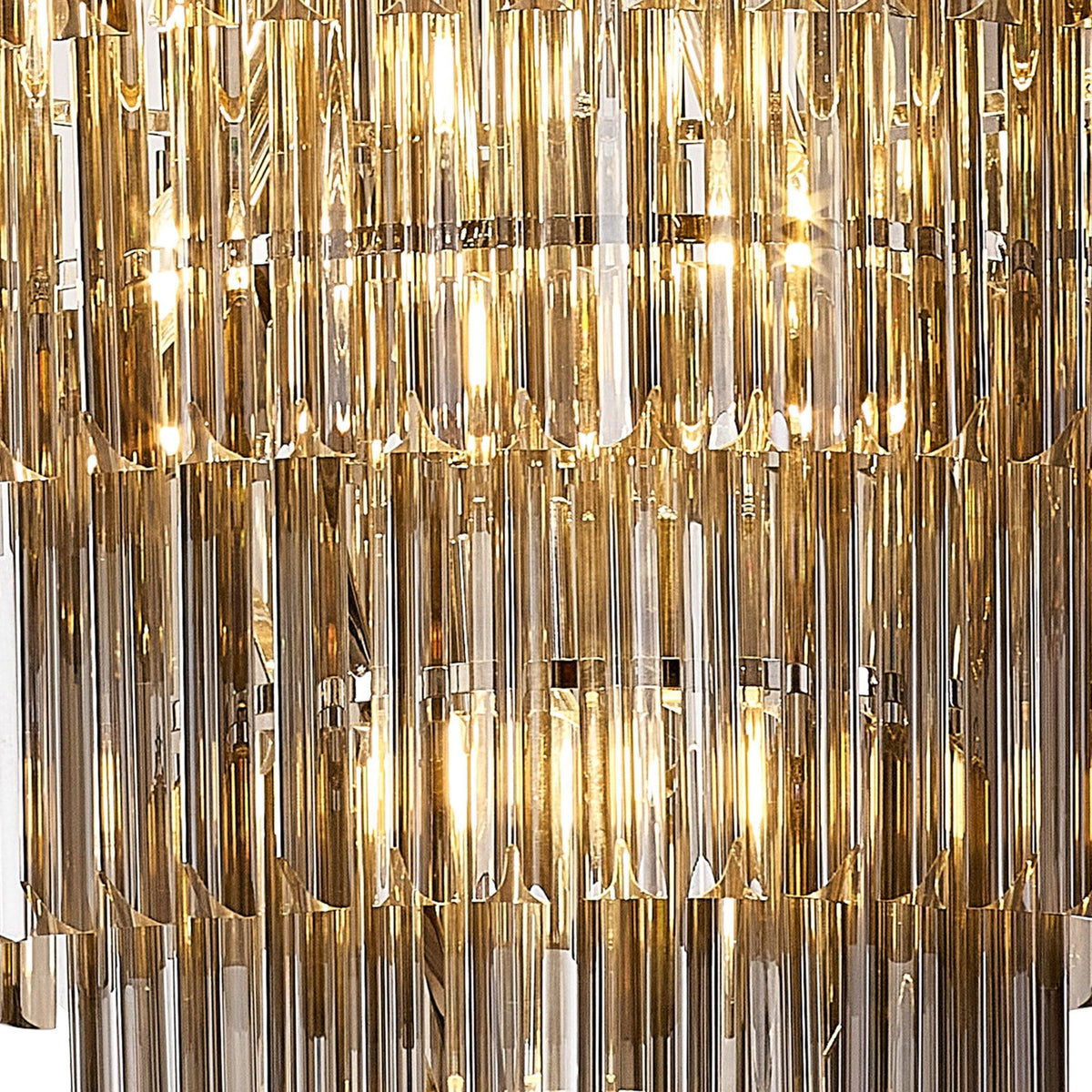 Kentisbeare 800mm 5 Tier 19 Lamp Chandelier in Polished Nickel & Smoked Glass