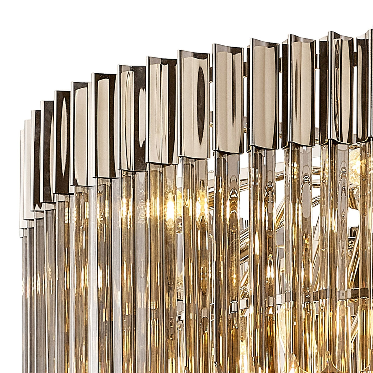 Kentisbeare 800mm 5 Tier 19 Lamp Chandelier in Polished Nickel & Smoked Glass