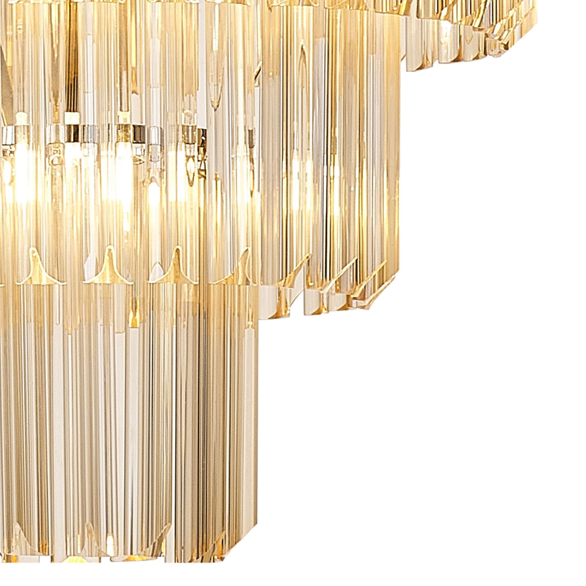 Kentisbeare 800mm 5 Tier 19 Lamp Chandelier in Polished Nickel & Cognac Glass