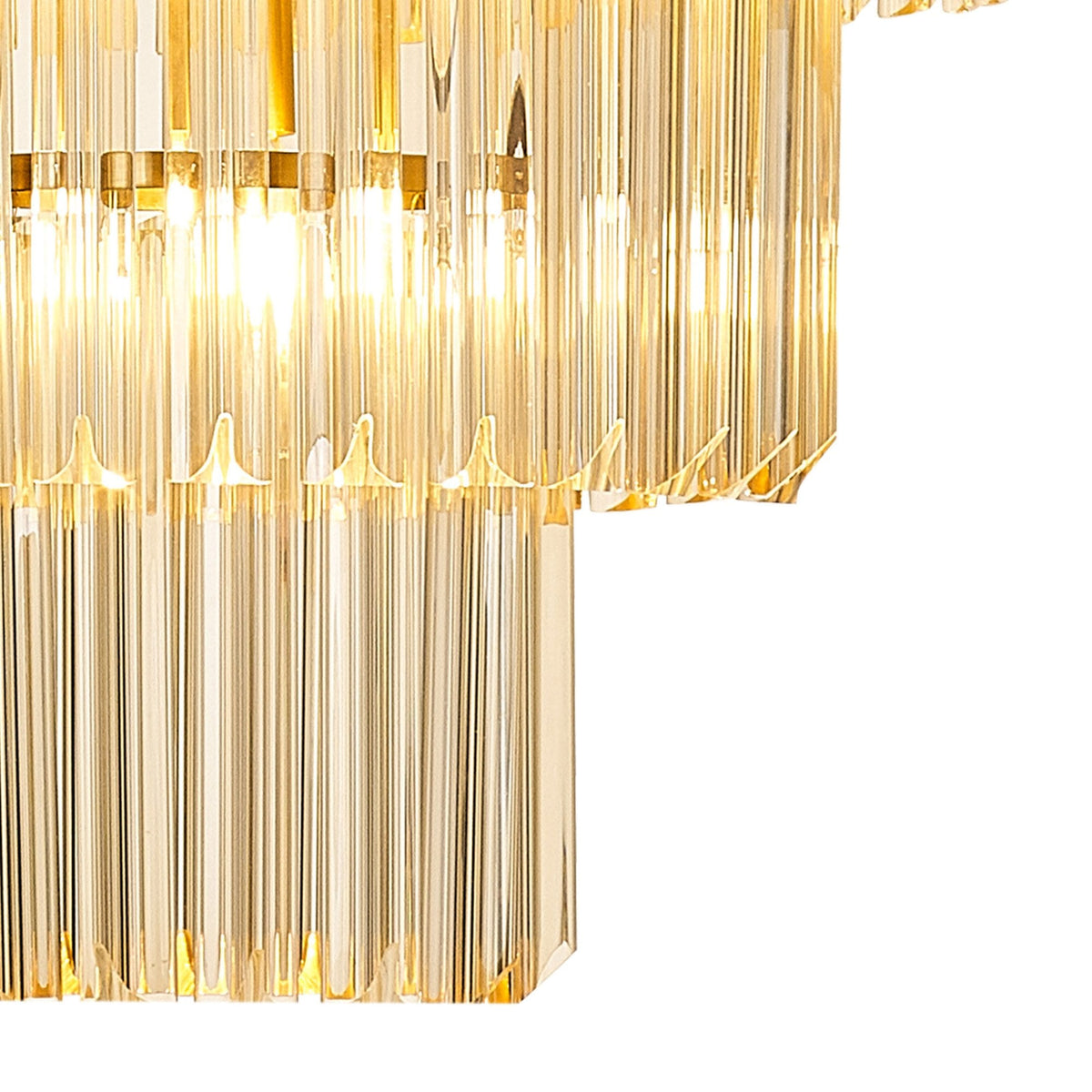 Kentisbeare 800mm 5 Tier 19 Lamp Chandelier in Brass & Cognac Glass