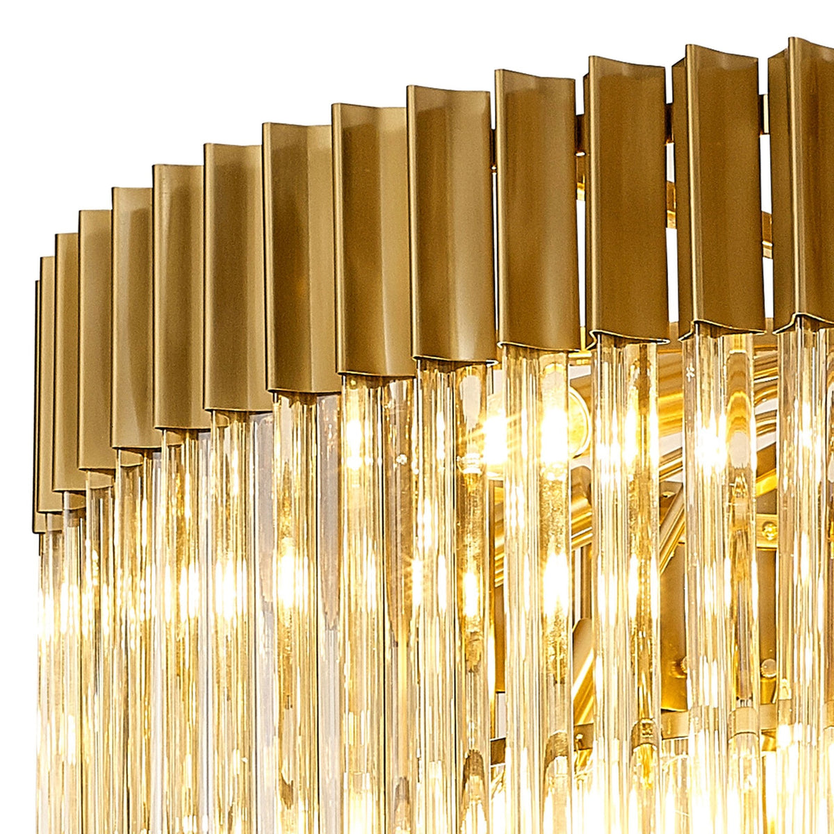 Kentisbeare 800mm 5 Tier 19 Lamp Chandelier in Brass & Cognac Glass