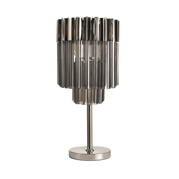 Kentisbeare Table Lamp in Polished Nickel & Smoked Glass