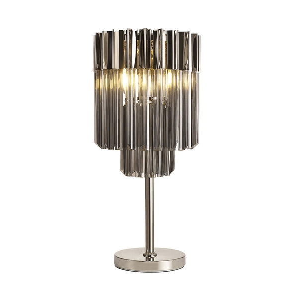 Kentisbeare Table Lamp in Polished Nickel & Smoked Glass