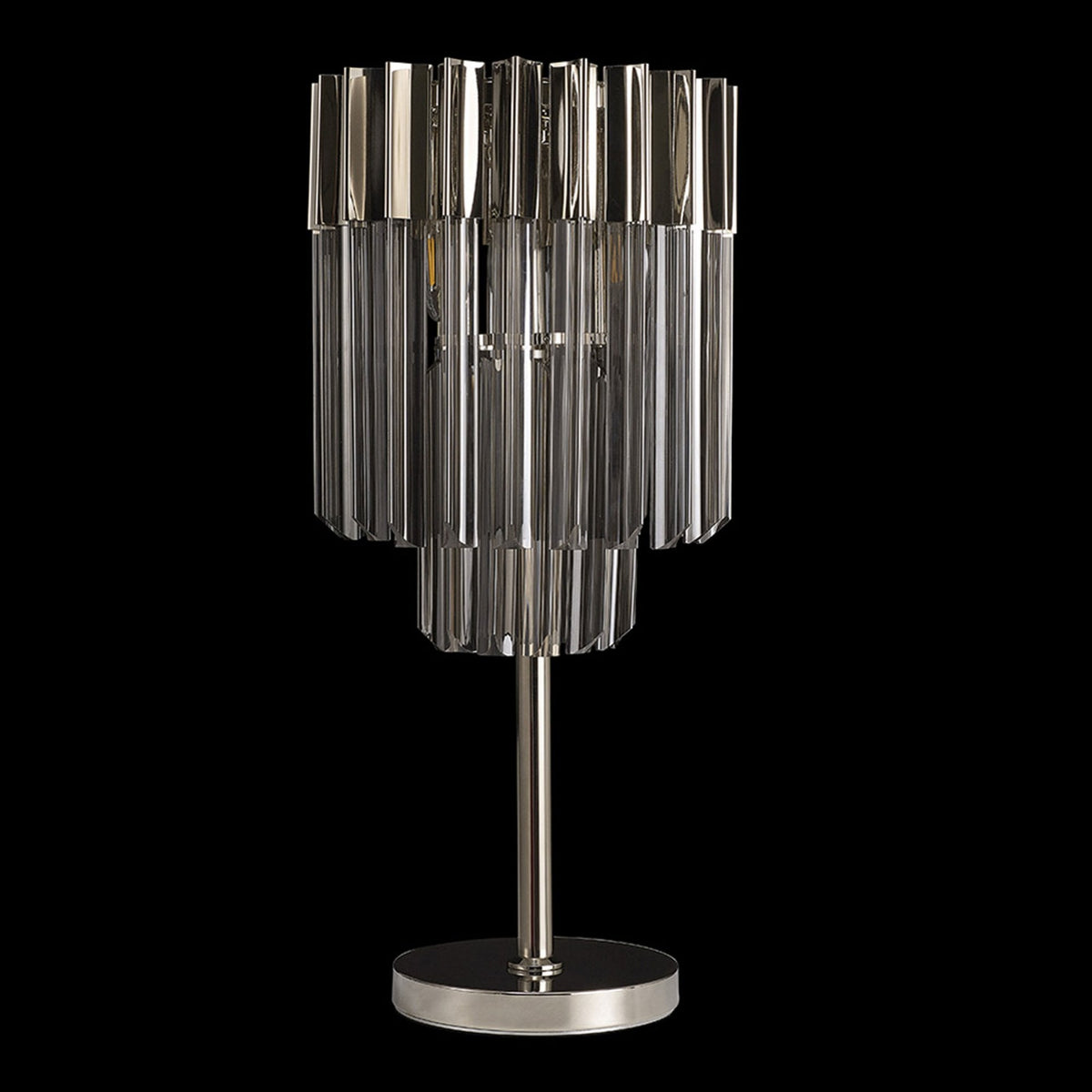 Kentisbeare Table Lamp in Polished Nickel & Smoked Glass